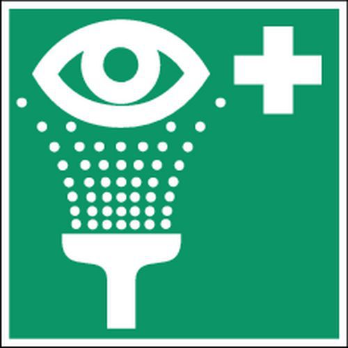 Painel de evacuação e emergência - Enxaguamento dos olhos - Rígido