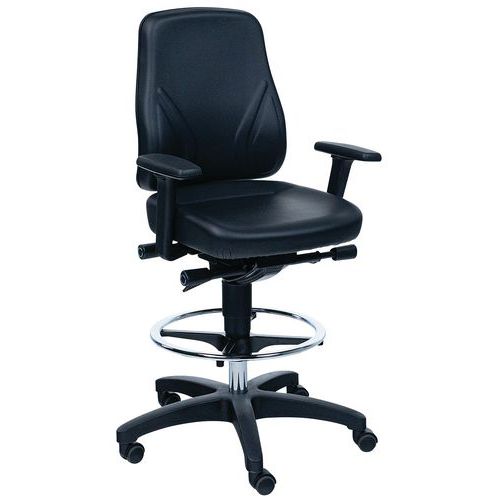 Cadeira de oficina ergonómica alta com rodízios de bloqueio automático – Manutan Expert