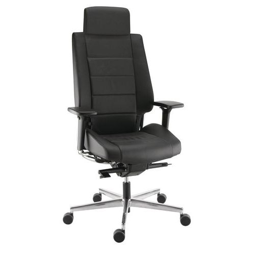 Cadeira ergonómica com apoio para a cabeça em couro ou tecido – 24 horas Cadeira ergonómica com apoio para a cabeça em couro ou tecido – 24 horas