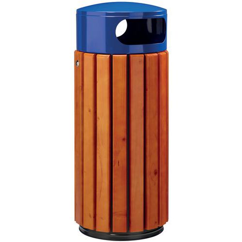 Caixote de lixo Zeno em madeira redondo 60 L_Rossignol Pro