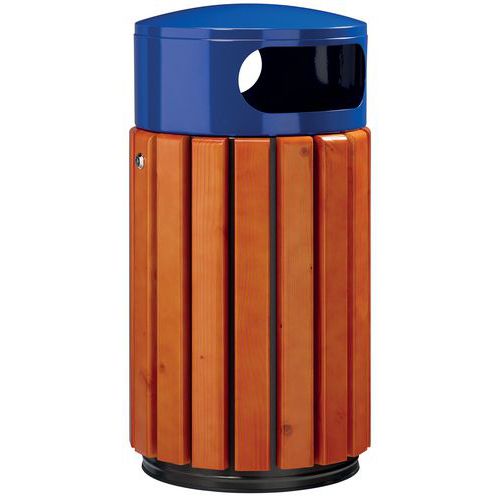 Caixote de lixo Zeno em madeira redondo 40 L_Rossignol Pro
