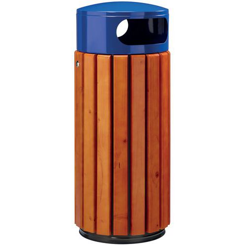 Caixote de lixo Zeno em madeira redondo 60 L_Rossignol Pro