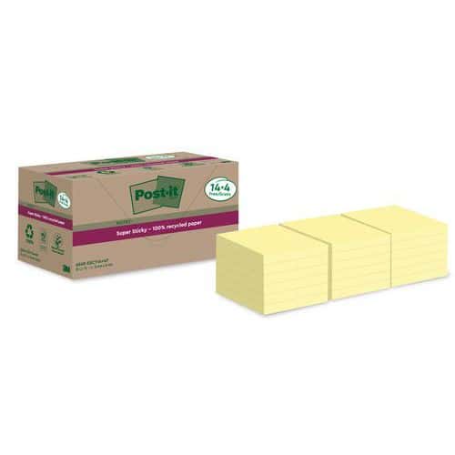 Notas Super Sticky recicl. 76x76 14 + 4 blocos amarelo
