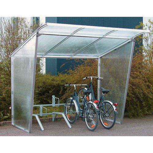 Abrigo para velocípedes com teto inclinado - Com suporte para velocípedes - Módulo adicional