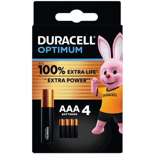 Pilha alcalina Optimum AAA – 4 unidades – Duracell