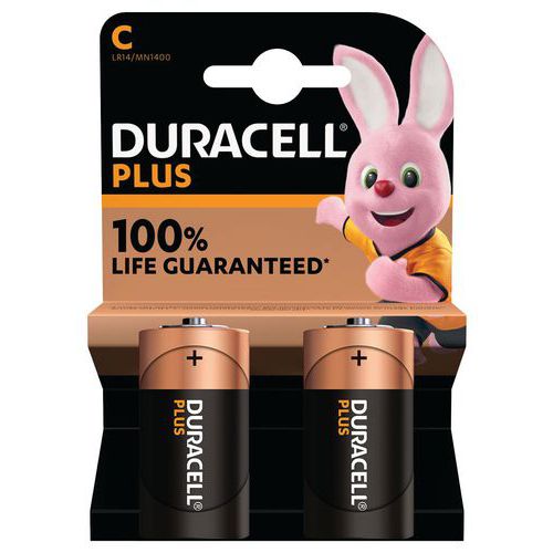 Pilha alcalina C Plus 100% – 2 unidades – Duracell