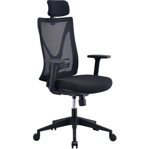Cadeira de escritório em rede com apoios para braços ajustáveis