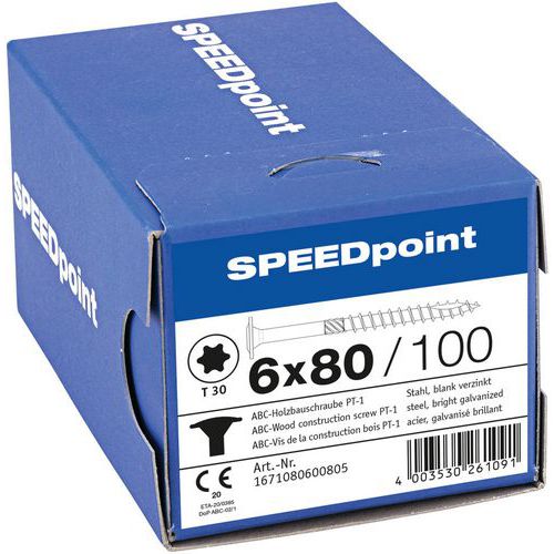 Caixa de 200 parafusos de cabeça em disco para madeira TX Ø 6 mm - SpeedPoint