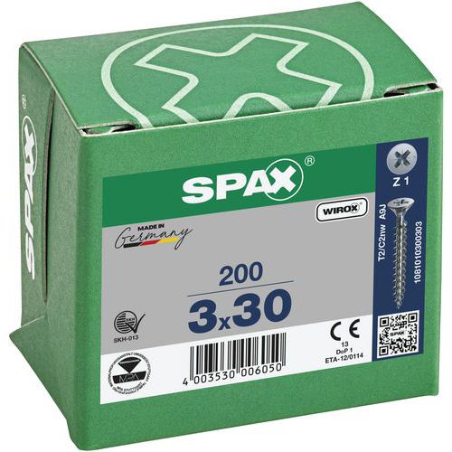 Caixa de parafusos universais de cabeça escareada PZ Ø 3 a 5 mm - Spax