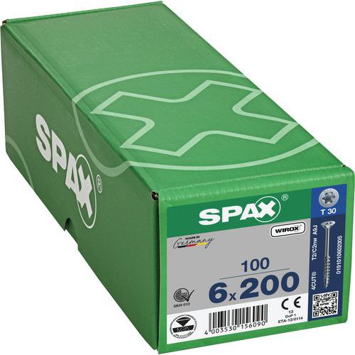 Caixa de 100 parafusos universais de cabeça escareada T-Star Plus TX Ø - Spax