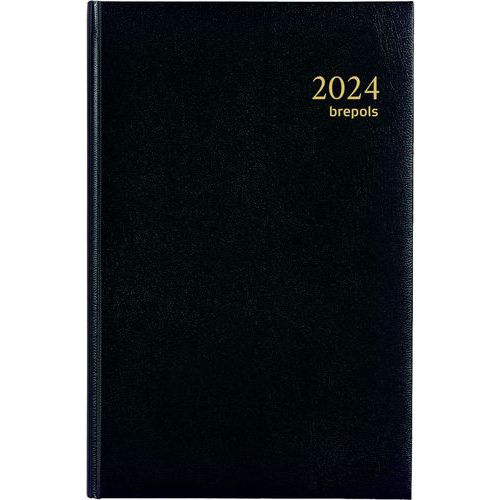 Agenda diária Minister preta 22 x 16 cm – ano 2024