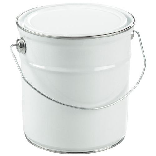 Balde metálico com tampa plana – branco – 2,5 a 5 L