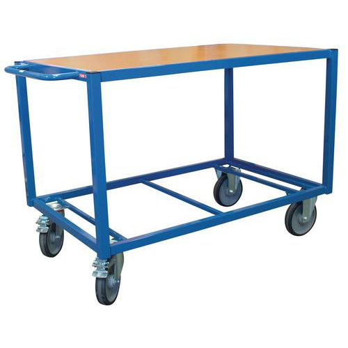 Carro de plataformas em madeira – rodas em TPE – capacidade de 500 kg – FIMM