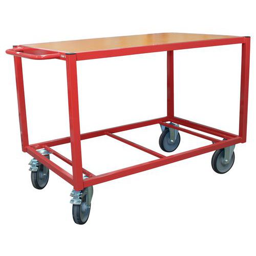 Carro de plataformas em madeira – rodas em TPE – capacidade de 500 kg – FIMM