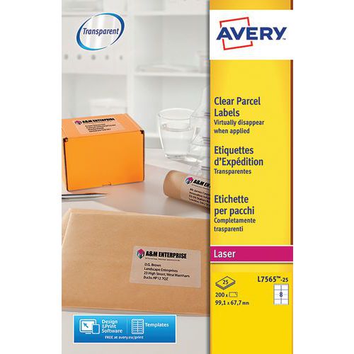 Etiquetas para impressão a laser Avery Transparentes