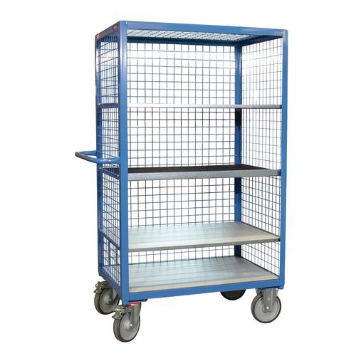 Carro alto e gradeado com 5 plataformas em madeira sem porta – capacidade de 500 kg – FIMM Carro alto e gradeado com 5 plataformas em madeira sem porta – capacidade de 500 kg – FIMM