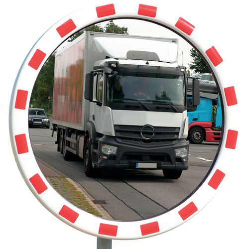 Espelho rodoviário em inox anticongelamento com moldura vermelha/branca – Dancop