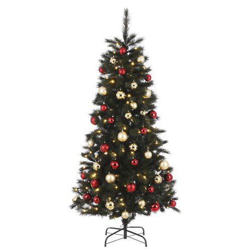Pinheiro de Natal artificial Voss 140 LED 185 cm – 48 decorações vermelho/dourado