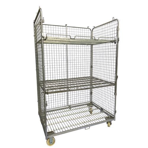 Contentor móvel Maxi com 3 lados – 2 prateleiras – capacidade de 600 kg – Manutan Contentor móvel Maxi com 3 lados – 2 prateleiras – capacidade de 600 kg – Manutan