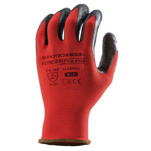 Luvas pretas em nylon com revestimento em látex Luvas pretas em nylon com revestimento em látex
