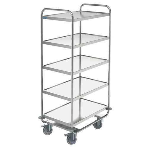 Carro de serviço em inox de 18/10 – 5 plataformas – capacidade de 150 kg a 200 kg