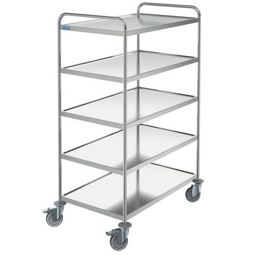 Carro de serviço em inox de 18/10 – 5 plataformas – capacidade de 150 kg a 200 kg