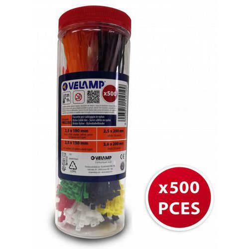 Conjunto de 500 cerra-cabos de cores variadas – Velamp