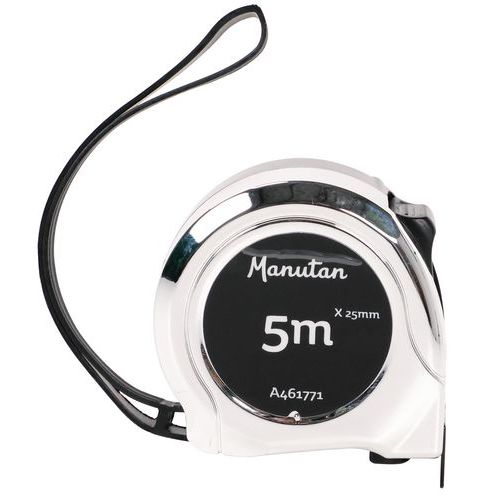 Fita métrica de 2/3x19 mm e 5 mx25 mm – ABS cromado preto - Manutan Expert