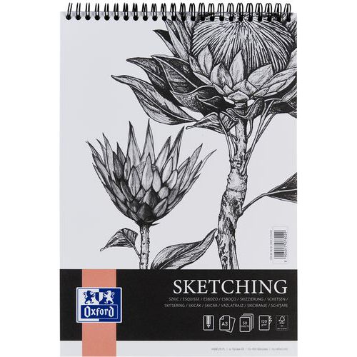 Bloco de desenho Sketching Art integral A3 100 p de 120 g – Oxford