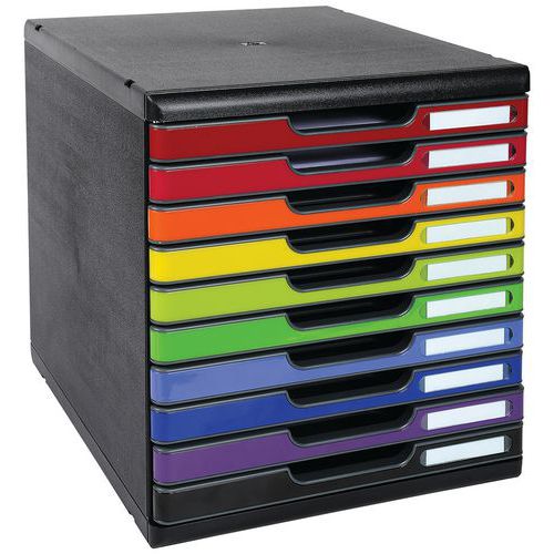 Módulo de arquivo Modulo, A4, 10 gavetas, preto/colorido – Exacompta