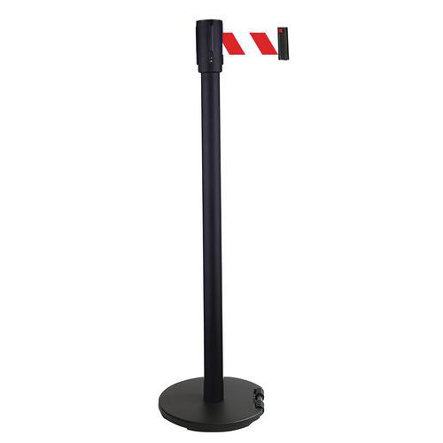 Poste preto com correia de 2 m – base com rodízios - Manutan Expert