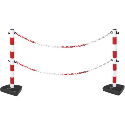 Poste com corrente dupla e base – kit de 2 postes - Manutan Expert