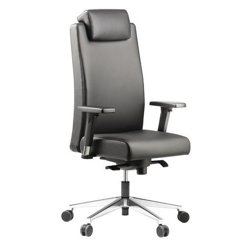 Cadeira de executivo com espaldar alto em couro preto Bost – Sokoa