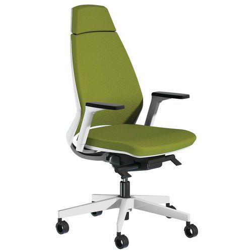 Cadeira de escritório Oxygen com espaldar alto estofado e apoio para braços regulável