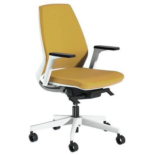 Cadeira de escritório Oxygen com espaldar médio estofado e apoio para braços regulável
