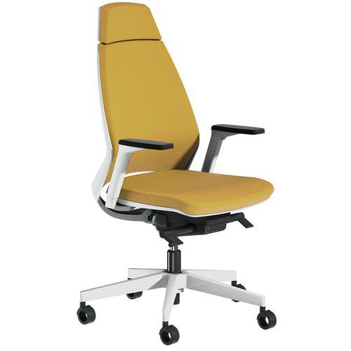 Cadeira de escritório Oxygen com espaldar alto estofado e apoio para braços regulável