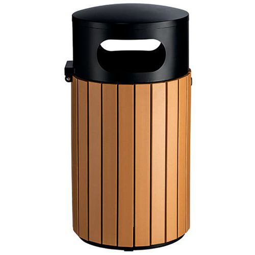 Caixote do lixo para exterior em imitação de madeira – 40 L