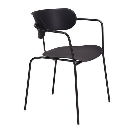 Conjunto de 4 cadeiras Bistro – pés pretos/assento preto – Paperflow