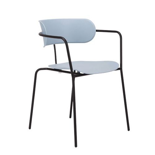 Conjunto de 4 cadeiras Bistro – pés pretos/assento azul – Paperflow
