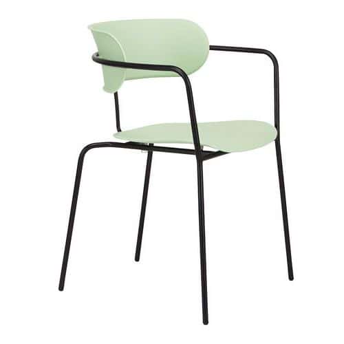 Conjunto de 4 cadeiras Bistro – pés pretos/assento verde – Paperflow