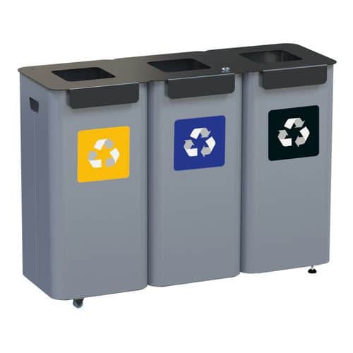 Conjunto de caixotes para reciclagem modulares em metal