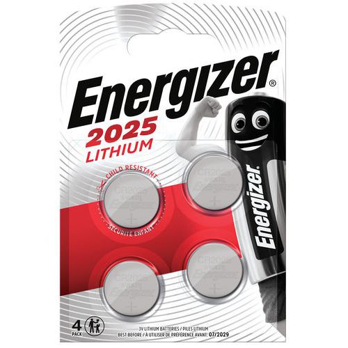 Pilha de botão de lítio CR 2025 – conjunto de 4 – Energizer