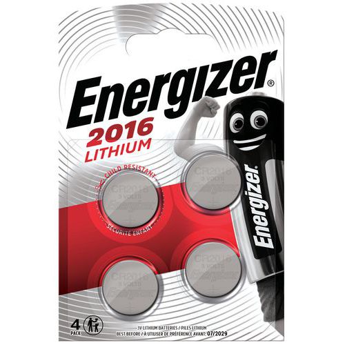 Pilha de botão de lítio CR 2016 – conjunto de 4 – Energizer