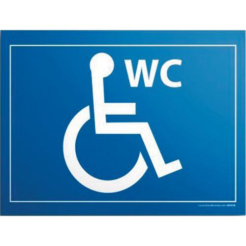 Placa com gravação WC para pessoas com mobilidade reduzida 10 x 14 cm