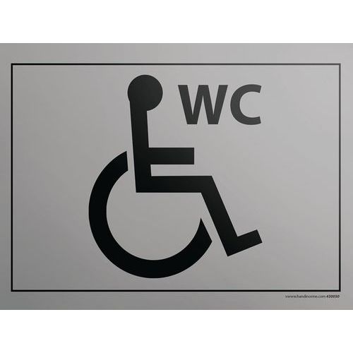 Placa com gravação WC para pessoas com mobilidade reduzida 10 x 14 cm