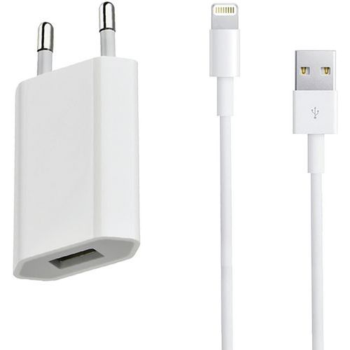 Carregador de rede elétrica entrada USB + cabo compatível iPhone 5 – Branco – Moxie