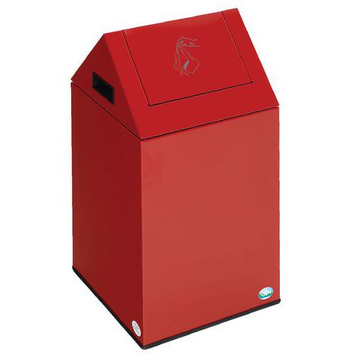 Caixote de lixo em aço vermelho com tampa basculante PWK 40S – Var