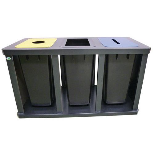 Estação de separação seletiva tripla e quádrupla Tétris com caixote de lixo plástico – Var Estação de separação seletiva tripla e quádrupla Tétris com caixote de lixo plástico – Var