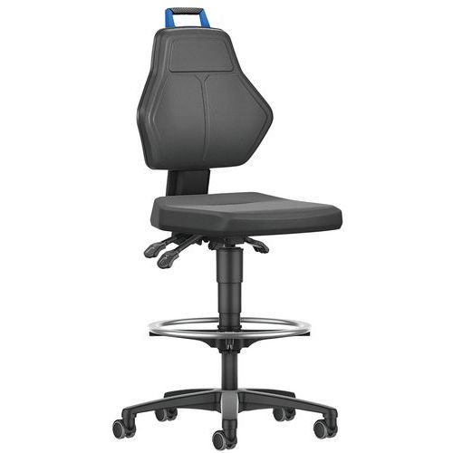 Cadeira de oficina alta com rodízios de bloqueio automático - Manutan Expert