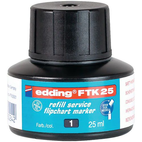 Recarga de tinta para marcador para cavaletes – Preto – FTK25 – Edding